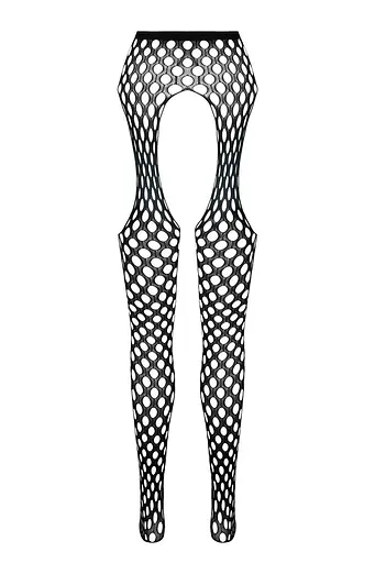 Эротические колготки-бодистокинг Passion ECO S003 black с доступом имитация подвязок One size - фото 6
