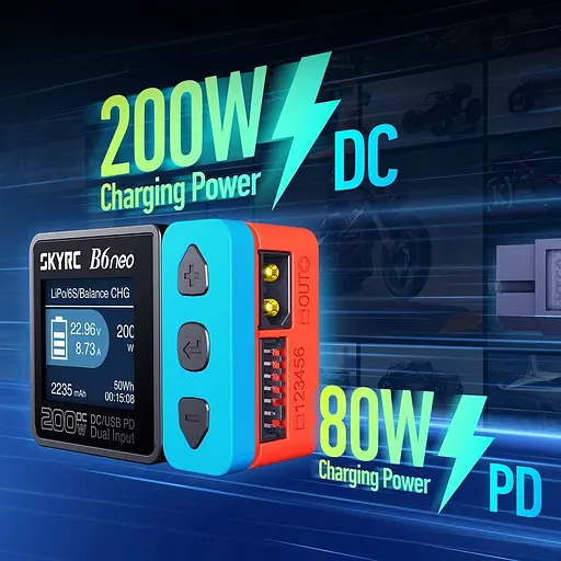 Многофункциональное зарядное устройство для SkyRC B6 Neo 200W 10A FPV DC/PD с функцией балансировки АКБ сине-красный (18769) - фото 7