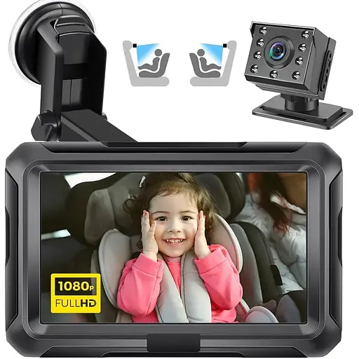 Детская автомобильная камера Zacro 1080P для наблюдения за ребенком в автомобиле с дисплеем монитором