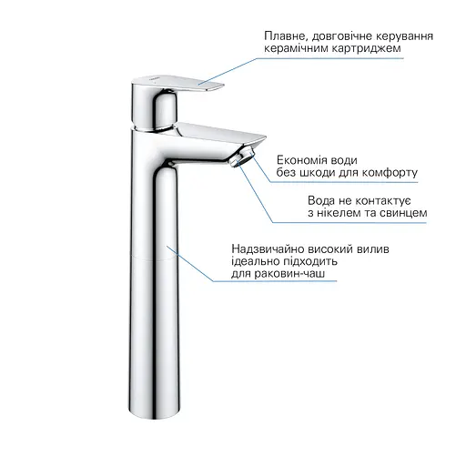 Смеситель для раковины Grohe QuickFix StartEdge XL-Size 23777001 с донным клапаном Хром - фото 6