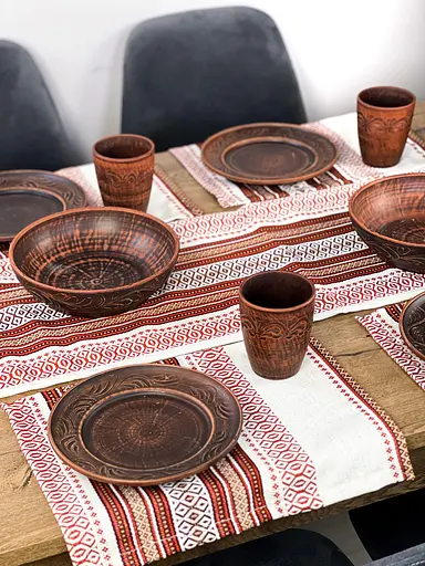 Льняная салфетка с украинским орнаментом Луч 30х40 см 18 шт. Красный - фото 8