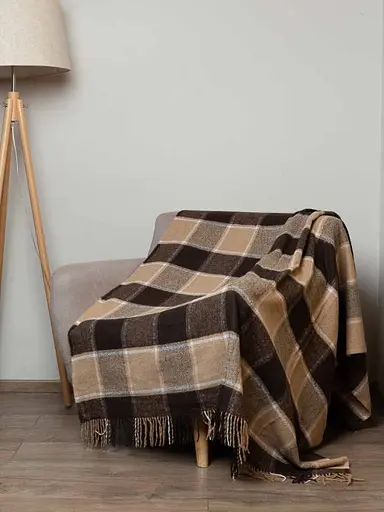 Плед вовняний Vladi Палермо 140x200 біло-бежево-коричневий 7 - фото 1