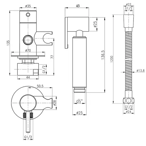 Набор для гигиенического душа со смесителем Qtap Inspai-Varius BLA V00440001 - фото 5