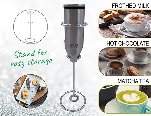 Спінювач молока та напоїв Adler AD 4500 з підставкою - фото 8