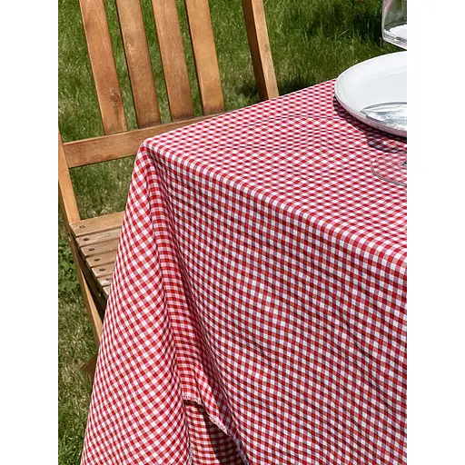 Скатертина в клітинку для столу Зефір 160х120 см Червона і Біла - фото 2