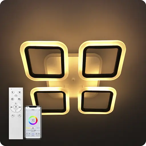 Люстра светодиодная 517 Light 3color с пультом 72Вт Черный (01372) - фото 4