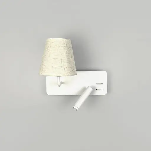 Біле ліве бра із плафоно-абажуром та спотом на 2 вимикачі | Line F | Арт. WJ081/2 L WT - фото 2