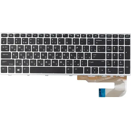 Клавіатура для ноутбука HP EliteBook 850 G5 чорна, сірий фрейм, підсвітка