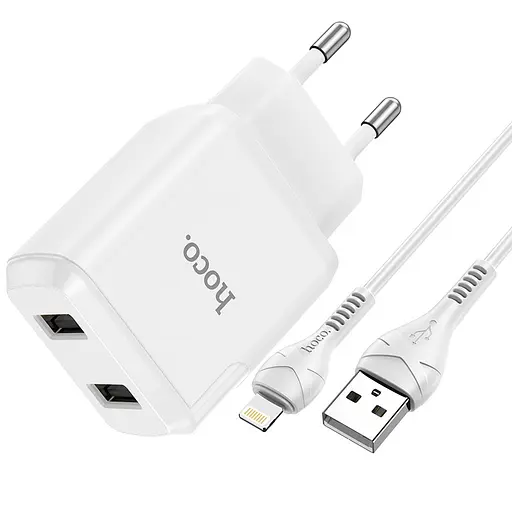 Адаптер HOCO Lightning cable Speedy dual port charger set N7 |2USB, 2.1A| (Safety Certified) - фото 1