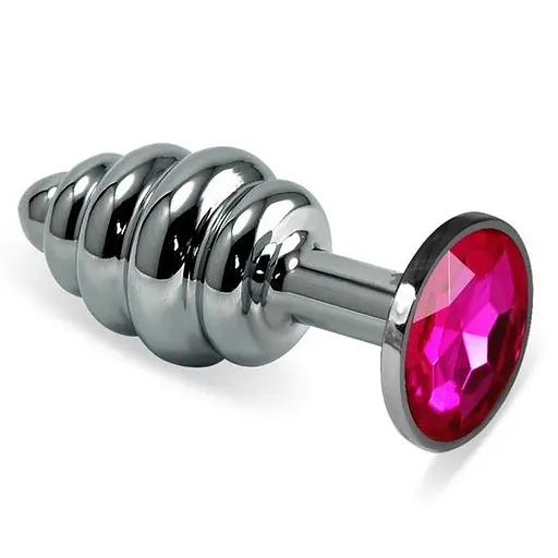 Металева анальна пробка з кристалом Lovetoy Spiral Metal Plug 6.8 см (фуксія)
