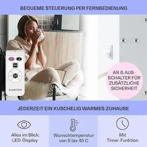 Конвекторний обігрівач Klarstein Bornholm 1000 Вт білий (10031982) - фото 5