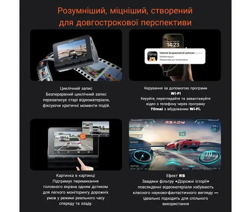 Відеореєстратор 70MAI Dash Cam 4K A810S-2 Set - фото 2