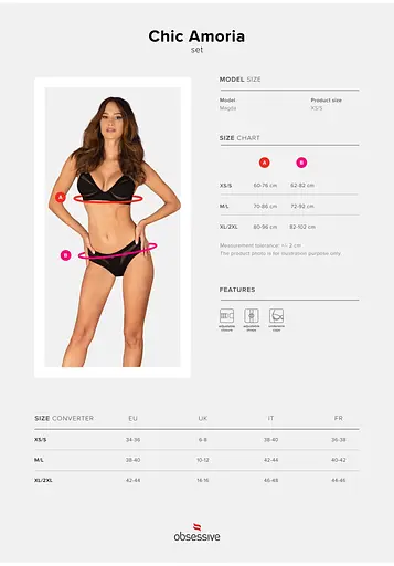 Комплект білизни Obsessive Amoria XL/2XL чорний - фото 7