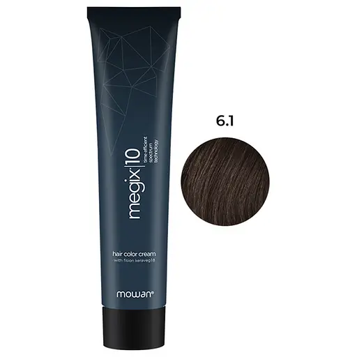 Професійна фарба для волосся з низьким вмістом аміаку Megix10 Mowan 6.1 темно-попелястий блонд 100 мл - фото 1