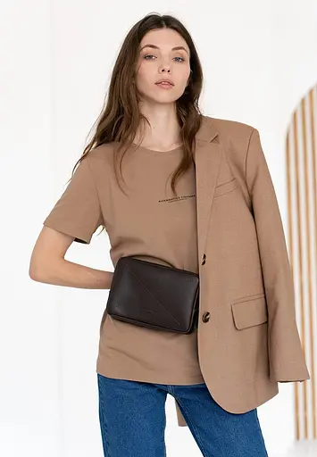 Шкіряна поясна сумка Dropbag Mini темно-коричнева - фото 8