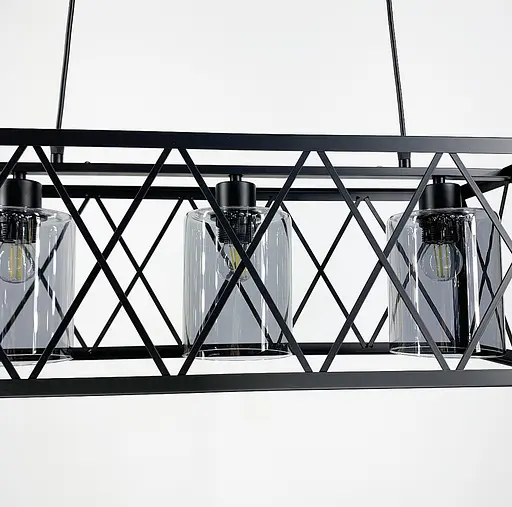 Люстра в чорному каркасі на 3 плафони Line.F Колір плафона Янтарний - фото 5