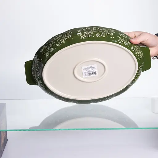 Форма для запекания Vintage 35×22×5 (см) овальная форма для выпекания в духовке с ручками Зеленый Yiwu HM05-03 - фото 8