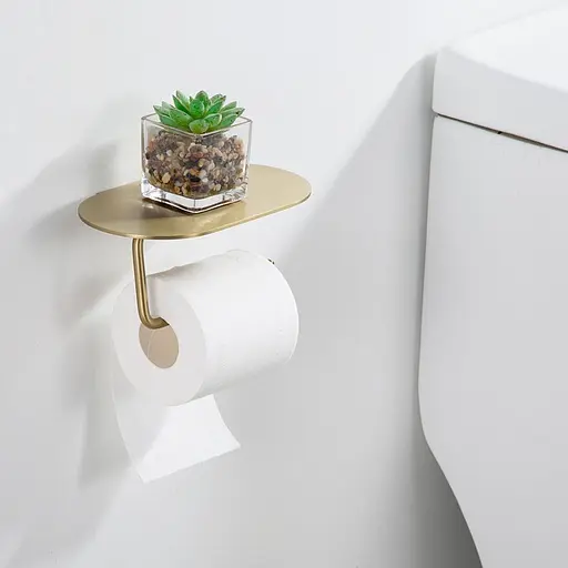 Держатель туалетной бумаги с полкой Gappo золотой сатин G30703-3 Золотой - фото 2