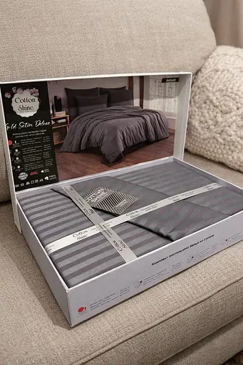 Комплект постельного белья полуторный 160х220 сатин антрацит TC303376199 - фото 2