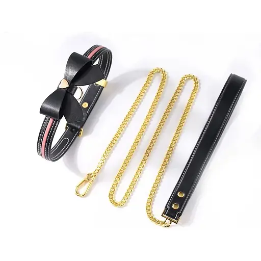 Поводок Lockink Sevanda Love Heart Butterfly LeaTher Collar Set - Black