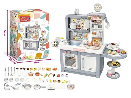 Кухня 100 T-3 98см, звук, музика, підсвічування, парогенератор, мийка з подачею води, посуд, прилади, продукти, в коробці (6946613306181) - фото 3