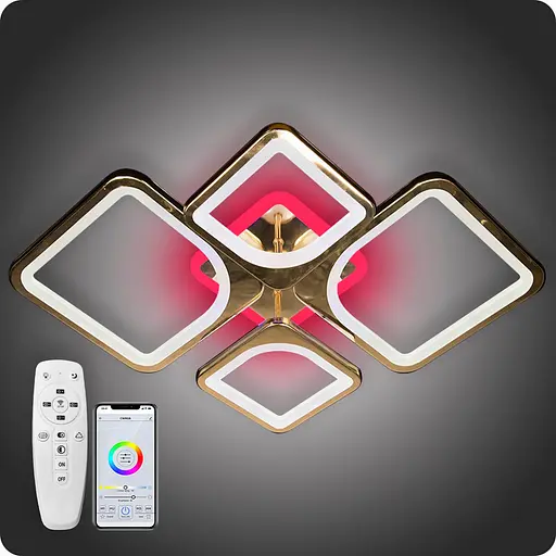 Люстра світлодіодна 517 Dlight 3color з пультом 100Вт Золото (01730) - фото 2