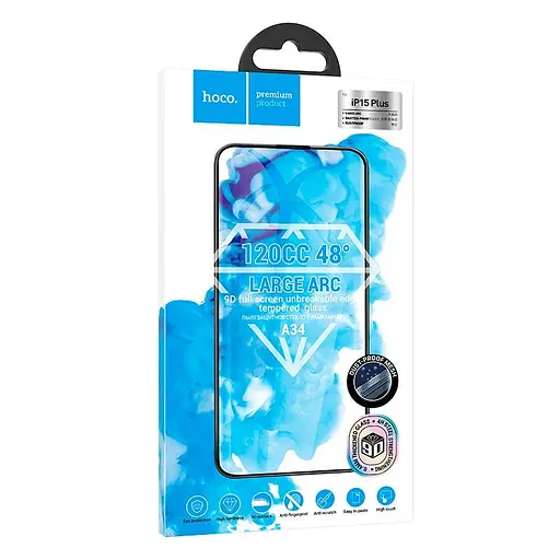 Защитное стекло для iPhone15 Plus HOCO 9D большой arc dustproof glass (A34) - фото 2