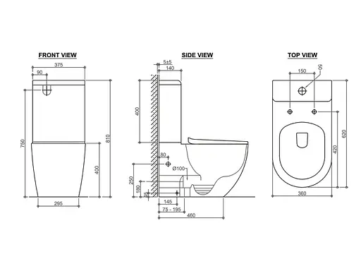 Унитаз-компакт Newark Modern Rimless 3822B NEW черный, Черный - фото 4