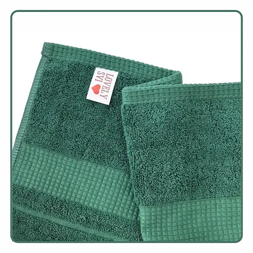 Набор жаккардовых полотенец Lovely Svi для ванной, гостиниц, СПА, в подарок, 50*90 см, темно-зеленый Hunter green 2 шт - фото 2
