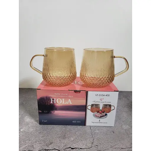 Набор чашек Vittora Hola из боросиликатного стекла 2 шт. 400 мл (135076) - фото 4