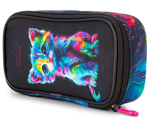 Пенал школьный для девочки с Котиком мягкий School Standard (PSS-144) - фото 3