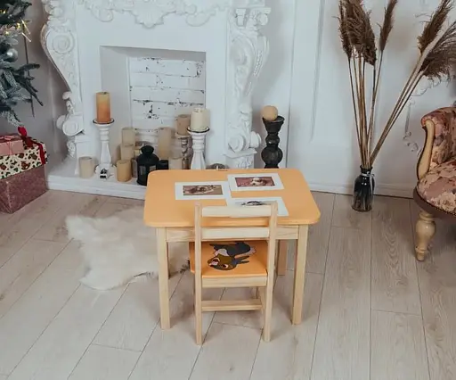 Дитячий письмовий столик та стільчик (з ящиком) для малювання та навчання (Зайчик) - фото 9