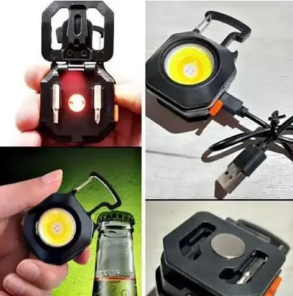Міні ліхтарик брелок Rablex RB-438 COB білий жовтий червоне світло кишеньковий з карабіном відкривачкою IP44 - фото 4