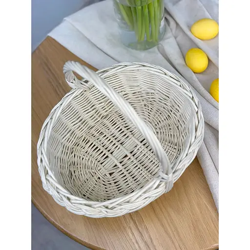 Великодній кошик із лози з однією ручкою Буковина Білий - фото 3