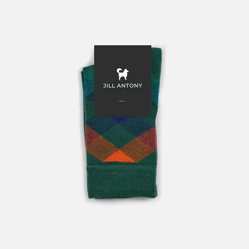 Носки с принтом ромбы высокие бесшовные дышащие качественные ORGANIC cotton JILL ANTONY - фото 6