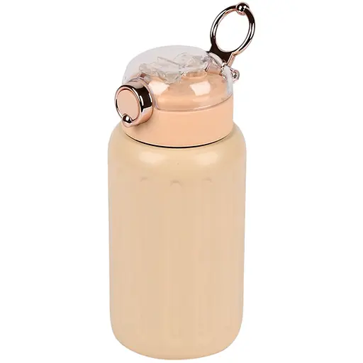 Термос-поїлка Stenson MT-5351 з ручкою та трубочкою на кнопці 500 мл Кремовий - фото 1