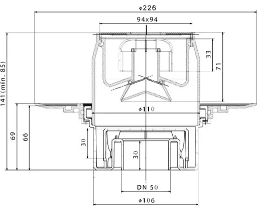 Душевой трап Pestan Confluo Vertical Dry вертикальный с фланцем 10х10 см (240159) - фото 6