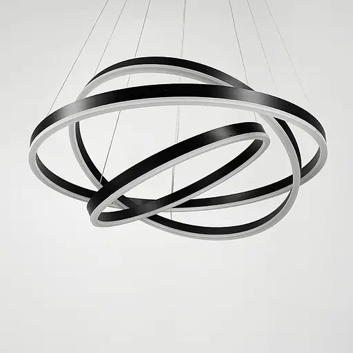 Подвесная люстра в черном корпусе на три кольца 60, 50 и 40 см Ст. MJ 93-600+500+400 BK Line F - фото 2