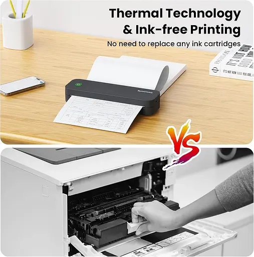 Портативный принтер для путешествий, термопринтер Bluetooth совместимый с Android и iOS и ноутбуком - фото 2