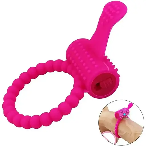 Кільце ерекційне для пеніса з вібратором для клітора рожеве - фото 2