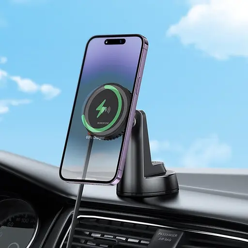 Автомобільний тримач Borofone BH208 для телефону з бездротовою зарядкою - фото 6