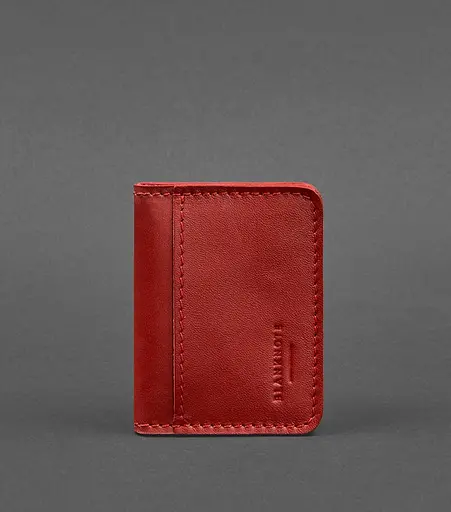 Кожаная обложка для ID-паспорта и водительского заседания 4.1 красная с гербом - фото 1