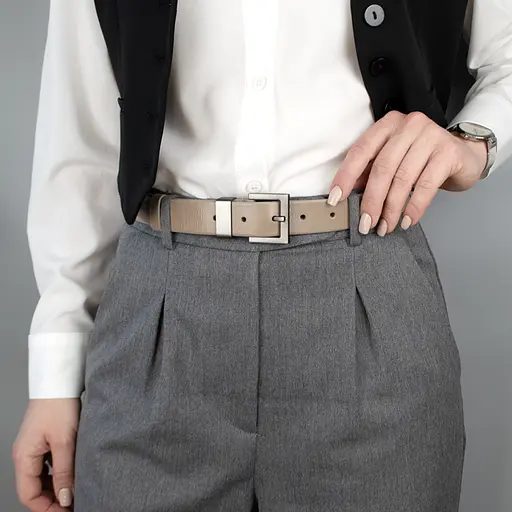 Ремень женский кожаный бежевый JK-3023 под брюки (120 см) - фото 2