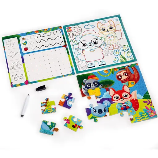 Развивающий набор 4 в 1 Зверушки VT2002-03 пазл, раскраска, маркер - фото 2