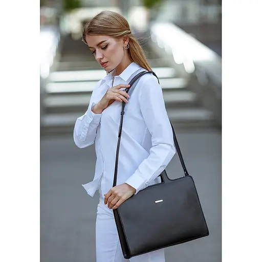 Шкіряна сумка для ноутбука і документів чорна Краст - фото 8