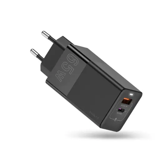 Мережевий адаптер живлення - ЗП Kuulaa 65W GaN KL-CD20 2 виходи USB + Type-C чорний - фото 1