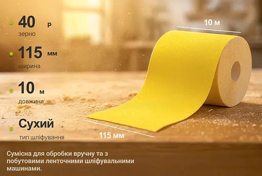 Наждачний папір Alloid Building Tools на паперовій основі 115мм х 10м зерно 40 (SP-10040) - фото 6