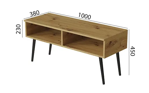 Тумба під ТВ Невада Ferrum-decor 45x100x38 Чорний метал ДСП Дуб Артізан 16 мм (FRD-106726) - фото 4