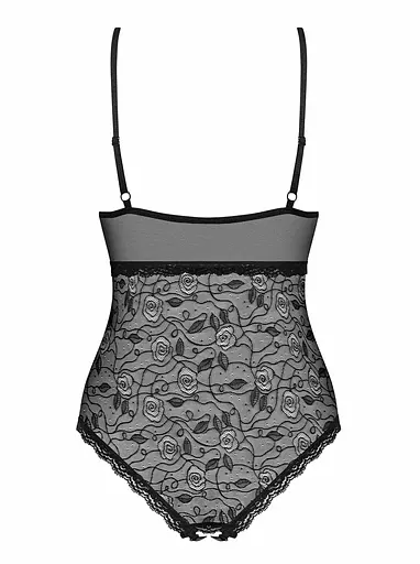 Еротичне боді Obsessive 818-TED-1 з вишивкою L/XL чорний - фото 3