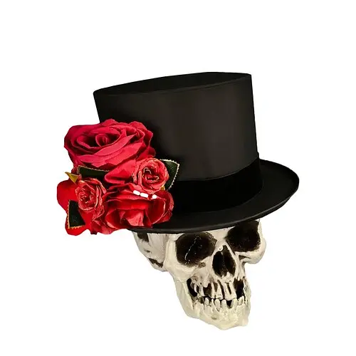 Цилиндр Santa Muerte складной с цветком - фото 1